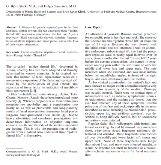 Picture of The ‘‘Golden Thread Lift’’: Radiologic Findings